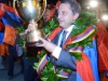 Fans greet the Armenian national male chess team back to Yerevan from Istanbul with the championâs title at âZvartnotsâ International Airport
